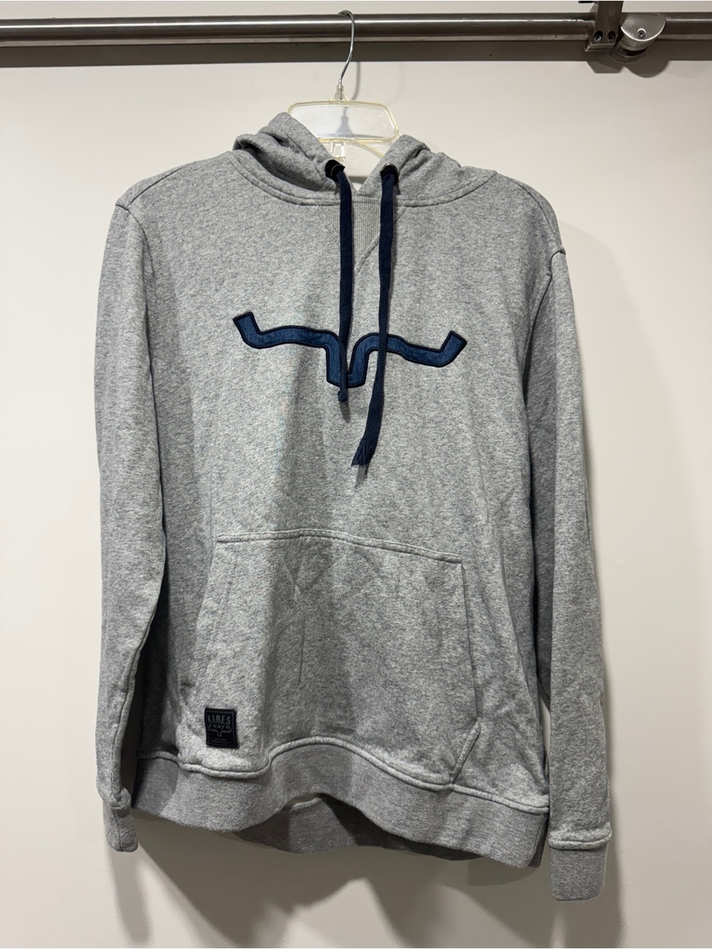 Kimes Ranch Gray Hoodie with Navy Logo